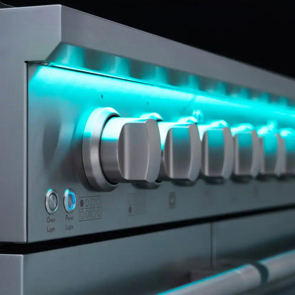 48 In. Vista Collection 5.5 Cu. Ft. Double Oven Gas Range, 8 Burners, LED Panel, Cast Iron Grates, Stainless Steel