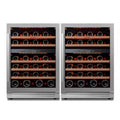 48 In. Quad Zone Cellar Cooling Unit 92-Bottles Built- in Wine Cooler Side-By-Side Refrigerator Mini Fridge in Black