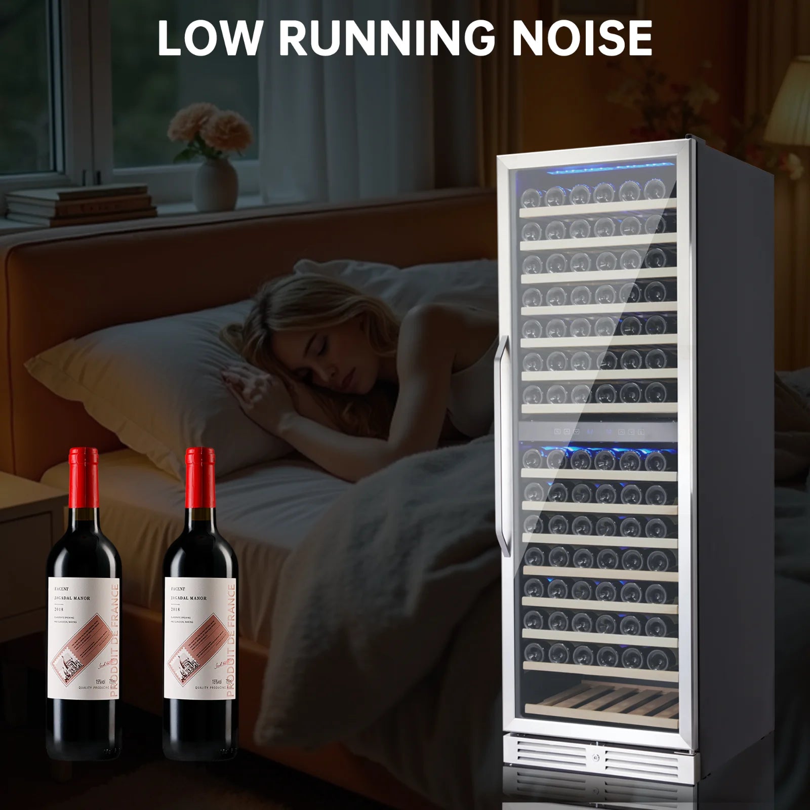 160 Bottle Large Wine Cooler Fridge, 24'' Dual Zone Stainless Steel Wine Refrigerator, Built-In Freestanding Wine Cellar, W/Lock&Temperature Control