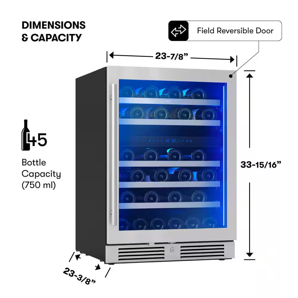 Presrv 24 In. 45-Bottle Dual Zone Wine Cooler