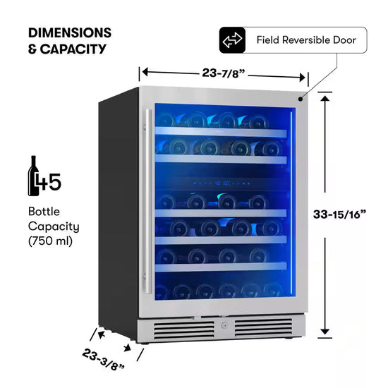 Presrv 24 In. 45-Bottle Dual Zone Wine Cooler
