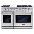 48 In. Haven Collection 7 Cu. Ft. Double Oven Gas Range, 6-Burners, Griddle, Convection, Knob Leds, Stainless Steel