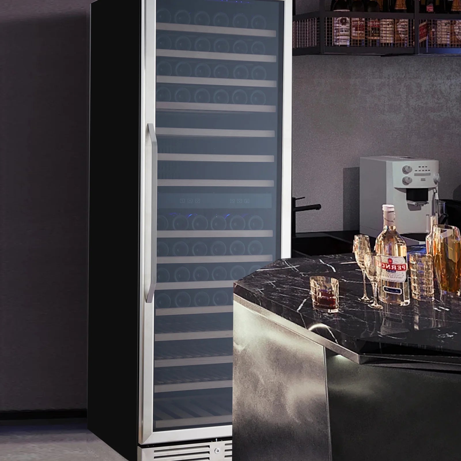 160 Bottle Large Wine Cooler Fridge, 24'' Dual Zone Stainless Steel Wine Refrigerator, Built-In Freestanding Wine Cellar, W/Lock&Temperature Control