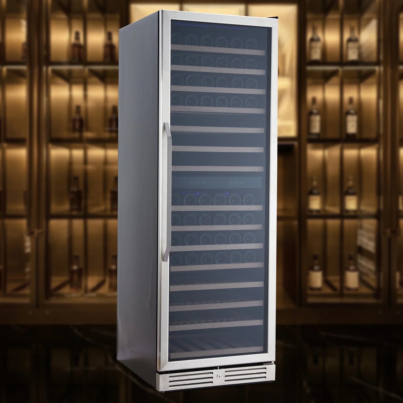 160 Bottle Large Wine Cooler Fridge, 24'' Dual Zone Stainless Steel Wine Refrigerator, Built-In Freestanding Wine Cellar, W/Lock&Temperature Control