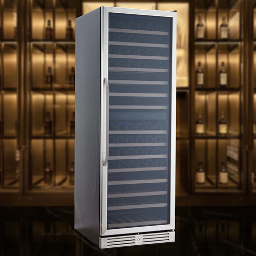 160 Bottle Large Wine Cooler Fridge, 24'' Dual Zone Stainless Steel Wine Refrigerator, Built-In Freestanding Wine Cellar, W/Lock&Temperature Control