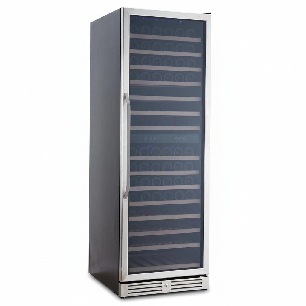160 Bottle Large Wine Cooler Fridge, 24'' Dual Zone Stainless Steel Wine Refrigerator, Built-In Freestanding Wine Cellar, W/Lock&Temperature Control