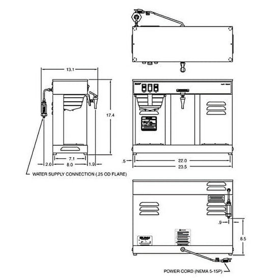 VLPF Professional Automatic Coffee Brewer with 2 Warmers